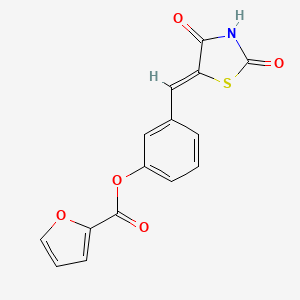 3-{[(5Z)-2,4-Dioxo-1,3-thiazolidin-5-ylidene]methyl}phenyl furan-2-carboxylate