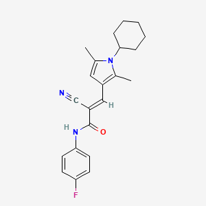 (E)-2-cyano-3-(1-cyclohexyl-2,5-dimethylpyrrol-3-yl)-N-(4-fluorophenyl)prop-2-enamide