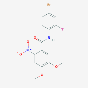 molecular formula C15H12BrFN2O5 B3715944 N-(4-bromo-2-fluorophenyl)-4,5-dimethoxy-2-nitrobenzamide 