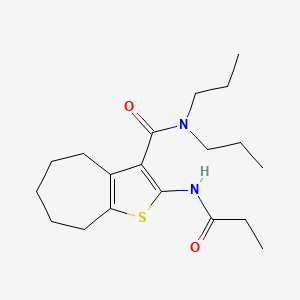 molecular formula C19H30N2O2S B3716009 2-Propionamido-N,N-dipropyl-5,6,7,8-tetrahydro-4H-cyclohepta[b]thiophene-3-carboxamide 