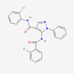 molecular formula C23H16ClFN4O2 B3716075 N-(2-chlorophenyl)-5-[(2-fluorobenzoyl)amino]-1-phenylpyrazole-4-carboxamide 