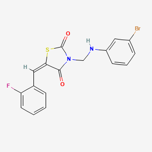 (5E)-3-{[(3-Bromophenyl)amino]methyl}-5-[(2-fluorophenyl)methylidene]-1,3-thiazolidine-2,4-dione