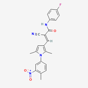 molecular formula C23H19FN4O3 B3716124 2-cyano-3-[2,5-dimethyl-1-(4-methyl-3-nitrophenyl)-1H-pyrrol-3-yl]-N-(4-fluorophenyl)acrylamide 