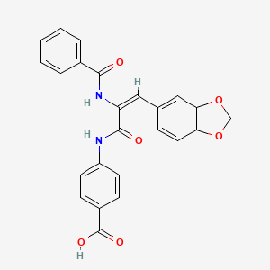 molecular formula C24H18N2O6 B3716304 4-{[3-(1,3-benzodioxol-5-yl)-2-(benzoylamino)acryloyl]amino}benzoic acid 