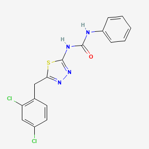 molecular formula C16H12Cl2N4OS B3716398 N-[5-(2,4-dichlorobenzyl)-1,3,4-thiadiazol-2-yl]-N'-phenylurea 