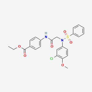 molecular formula C24H23ClN2O6S B3716458 ethyl 4-{[N-(3-chloro-4-methoxyphenyl)-N-(phenylsulfonyl)glycyl]amino}benzoate 