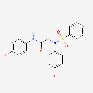 molecular formula C20H16FIN2O3S B3716487 N~2~-(4-fluorophenyl)-N~1~-(4-iodophenyl)-N~2~-(phenylsulfonyl)glycinamide 