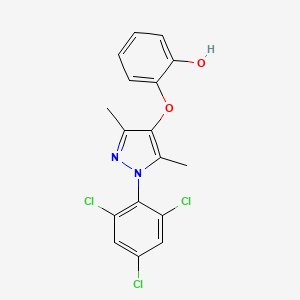 molecular formula C17H13Cl3N2O2 B3716519 2-{[3,5-dimethyl-1-(2,4,6-trichlorophenyl)-1H-pyrazol-4-yl]oxy}phenol 