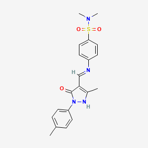 molecular formula C20H22N4O3S B3716595 N,N-dimethyl-4-({[3-methyl-1-(4-methylphenyl)-5-oxo-1,5-dihydro-4H-pyrazol-4-ylidene]methyl}amino)benzenesulfonamide 