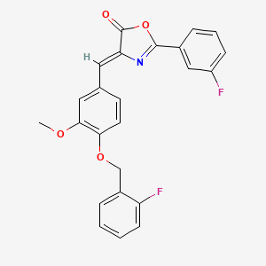 molecular formula C24H17F2NO4 B3716622 4-((Z)-1-{4-[(2-FLUOROBENZYL)OXY]-3-METHOXYPHENYL}METHYLIDENE)-2-(3-FLUOROPHENYL)-1,3-OXAZOL-5-ONE 