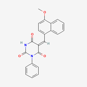 molecular formula C22H16N2O4 B3716624 (5E)-5-[(4-methoxynaphthalen-1-yl)methylidene]-1-phenyl-1,3-diazinane-2,4,6-trione 