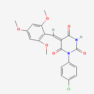 molecular formula C20H17ClN2O6 B3716666 (5Z)-1-(4-chlorophenyl)-5-[(2,4,6-trimethoxyphenyl)methylidene]-1,3-diazinane-2,4,6-trione 