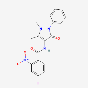 molecular formula C18H15IN4O4 B3716681 N-(1,5-dimethyl-3-oxo-2-phenyl-2,3-dihydro-1H-pyrazol-4-yl)-4-iodo-2-nitrobenzamide 