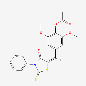 2,6-DIMETHOXY-4-{[(5E)-4-OXO-3-PHENYL-2-SULFANYLIDENE-1,3-THIAZOLIDIN-5-YLIDENE]METHYL}PHENYL ACETATE