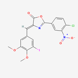 molecular formula C18H12ClIN2O6 B3716729 2-(4-chloro-3-nitrophenyl)-4-(3-iodo-4,5-dimethoxybenzylidene)-1,3-oxazol-5(4H)-one 