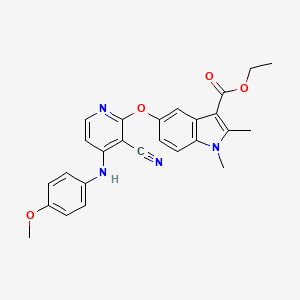 ethyl 5-({3-cyano-4-[(4-methoxyphenyl)amino]-2-pyridinyl}oxy)-1,2-dimethyl-1H-indole-3-carboxylate