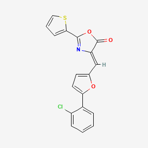 molecular formula C18H10ClNO3S B3716823 4-{[5-(2-chlorophenyl)-2-furyl]methylene}-2-(2-thienyl)-1,3-oxazol-5(4H)-one 