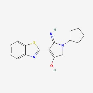 molecular formula C16H17N3OS B3716881 5-amino-4-(1,3-benzothiazol-2-yl)-1-cyclopentyl-1,2-dihydro-3H-pyrrol-3-one 