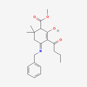 methyl 4-(benzylamino)-3-butyryl-6,6-dimethyl-2-oxo-3-cyclohexene-1-carboxylate