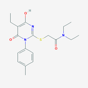 molecular formula C19H25N3O3S B3716910 N,N-diethyl-2-{[5-ethyl-4-hydroxy-1-(4-methylphenyl)-6-oxo-1,6-dihydro-2-pyrimidinyl]thio}acetamide 