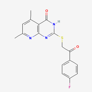 1-(4-fluorophenyl)-2-[(4-hydroxy-5,7-dimethylpyrido[2,3-d]pyrimidin-2-yl)thio]ethanone