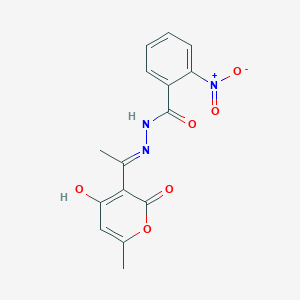 molecular formula C15H13N3O6 B3717016 N'-[1-(4-hydroxy-6-methyl-2-oxo-2H-pyran-3-yl)ethylidene]-2-nitrobenzohydrazide 