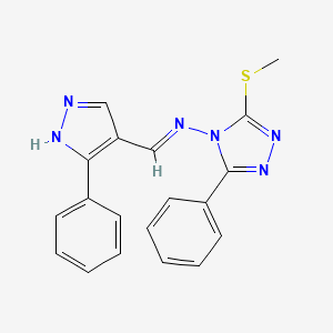 3-(methylthio)-5-phenyl-N-[(3-phenyl-1H-pyrazol-4-yl)methylene]-4H-1,2,4-triazol-4-amine