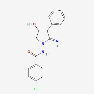 molecular formula C17H14ClN3O2 B3717174 N-(5-amino-3-oxo-4-phenyl-2,3-dihydro-1H-pyrrol-1-yl)-4-chlorobenzamide 