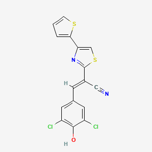 (E)-3-(3,5-dichloro-4-hydroxyphenyl)-2-(4-thiophen-2-yl-1,3-thiazol-2-yl)prop-2-enenitrile