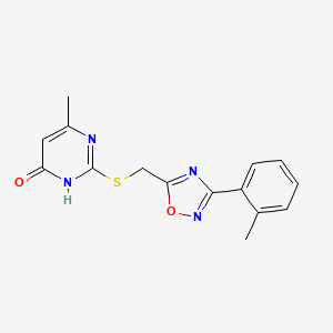 molecular formula C15H14N4O2S B3717237 6-methyl-2-({[3-(2-methylphenyl)-1,2,4-oxadiazol-5-yl]methyl}thio)-4(3H)-pyrimidinone 