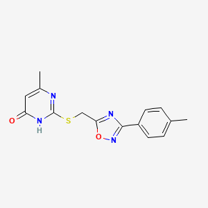 molecular formula C15H14N4O2S B3717251 6-methyl-2-({[3-(4-methylphenyl)-1,2,4-oxadiazol-5-yl]methyl}thio)-4(3H)-pyrimidinone 