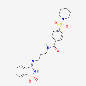 N-{3-[(1,1-dioxido-1,2-benzisothiazol-3-yl)amino]propyl}-4-(1-piperidinylsulfonyl)benzamide