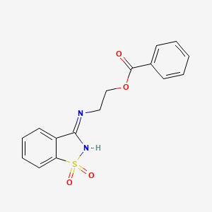 molecular formula C16H14N2O4S B3717275 2-[(1,1-DIOXO-1??,2-BENZOTHIAZOL-3-YL)AMINO]ETHYL BENZOATE 