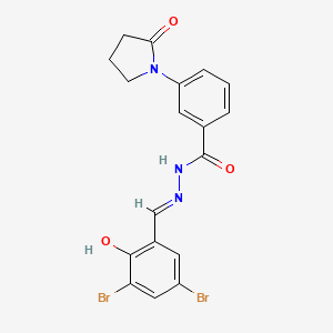 molecular formula C18H15Br2N3O3 B3717322 N'-(3,5-dibromo-2-hydroxybenzylidene)-3-(2-oxo-1-pyrrolidinyl)benzohydrazide 