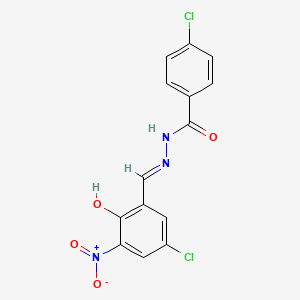 4-chloro-N-[(E)-(5-chloro-2-hydroxy-3-nitrophenyl)methylideneamino]benzamide