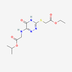 molecular formula C12H18N4O5S B3717405 isopropyl N-{3-[(2-ethoxy-2-oxoethyl)thio]-5-oxo-4,5-dihydro-1,2,4-triazin-6-yl}glycinate 