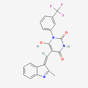 molecular formula C21H14F3N3O3 B3717470 5-[(2-methyl-1H-indol-3-yl)methylene]-1-[3-(trifluoromethyl)phenyl]pyrimidine-2,4,6(1H,3H,5H)-trione 