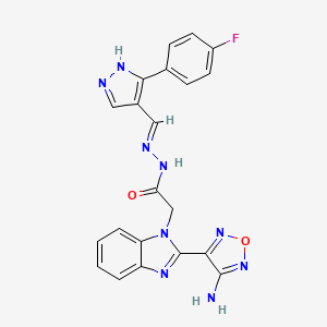 2-[2-(4-AMINO-1,2,5-OXADIAZOL-3-YL)-1H-1,3-BENZODIAZOL-1-YL]-N'-[(E)-[3-(4-FLUOROPHENYL)-1H-PYRAZOL-4-YL]METHYLIDENE]ACETOHYDRAZIDE