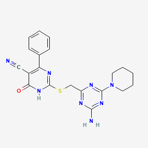 2-{[(4-amino-6-piperidin-1-yl-1,3,5-triazin-2-yl)methyl]thio}-6-oxo-4-phenyl-1,6-dihydropyrimidine-5-carbonitrile