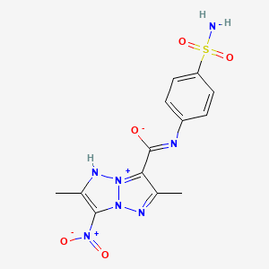 2,6-dimethyl-3-nitro-N-(4-sulfamoylphenyl)-1H-triazolo[2,1-a]triazol-8-ium-7-carboximidate