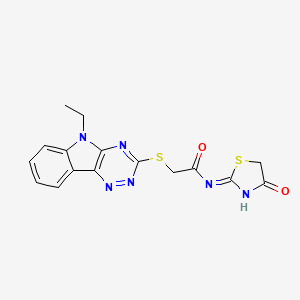 2-[(5-ethyl-5H-[1,2,4]triazino[5,6-b]indol-3-yl)thio]-N-(4-oxo-4,5-dihydro-1,3-thiazol-2-yl)acetamide