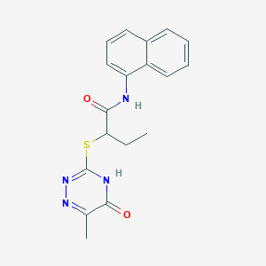 molecular formula C18H18N4O2S B3717565 2-[(6-methyl-5-oxo-4,5-dihydro-1,2,4-triazin-3-yl)thio]-N-1-naphthylbutanamide 