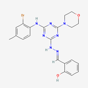 2-hydroxybenzaldehyde [4-[(2-bromo-4-methylphenyl)amino]-6-(4-morpholinyl)-1,3,5-triazin-2-yl]hydrazone