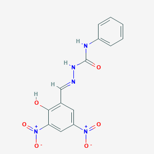 molecular formula C14H11N5O6 B3717580 2-hydroxy-3,5-dinitrobenzaldehyde N-phenylsemicarbazone 