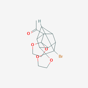 molecular formula C16H17BrO5 B371759 1-(9'-Bromo-dispiro{1,3-dioxolane-2,6'-pentacyclo[5.3.0.0~2,5~.0~3,9~.0~4,8~]decane-10',2''-[1,3]-dioxolane}-5'-yl)ethanone 