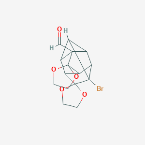 molecular formula C15H15BrO5 B371760 9'-bromo-dispiro([1,3]-dioxolane-2,6'-pentacyclo[5.3.0.0~2,5~.0~3,9~.0~4,8~]decane-10',2''-[1,3]-dioxolane)-5'-carbaldehyde 