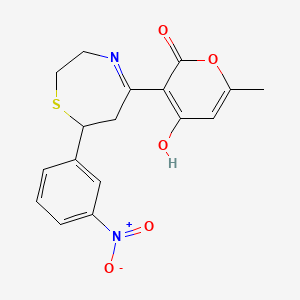 molecular formula C17H16N2O5S B3717629 4-hydroxy-6-methyl-3-[7-(3-nitrophenyl)-2,3,6,7-tetrahydro-1,4-thiazepin-5-yl]-2H-pyran-2-one 