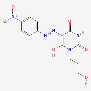 molecular formula C13H13N5O6 B3717634 1-(3-hydroxypropyl)-2,4,5,6(1H,3H)-pyrimidinetetrone 5-[(4-nitrophenyl)hydrazone] 