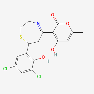 3-[7-(3,5-dichloro-2-hydroxyphenyl)-2,3,6,7-tetrahydro-1,4-thiazepin-5-yl]-4-hydroxy-6-methyl-2H-pyran-2-one