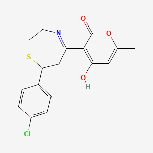 molecular formula C17H16ClNO3S B3717637 3-[7-(4-chlorophenyl)-2,3,6,7-tetrahydro-1,4-thiazepin-5-yl]-4-hydroxy-6-methyl-2H-pyran-2-one 